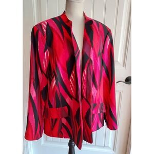 Nipon Boutique plus 22W Abstract Print Blazer Red Pink‎ Black Career Business